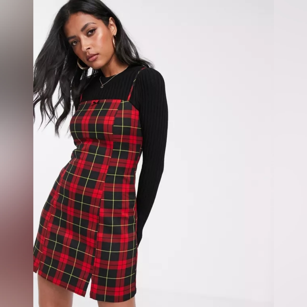 ASOS Stradivarius Plaid Party Dress